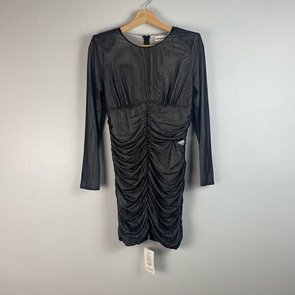 SELF-PORTRAIT DOUBLE MESH MINI DRESS WITH SIDE CUTOUT - Picture 6 of 14